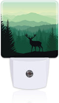 Misty Forest Deer and Mountain Night Light for Kids, Natural Landscape Wild Animal Night Light Plug in with Dusk to Dawn Sensor,0.5w…
