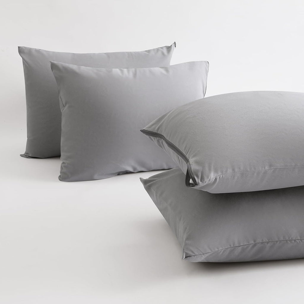 Beitefiber BEITE 4 Pack Pillow Case Protectors King -LightGray 20×36 Inches with Smooth Zipper Design -Comfortable and Skin-Friendly Pillow…