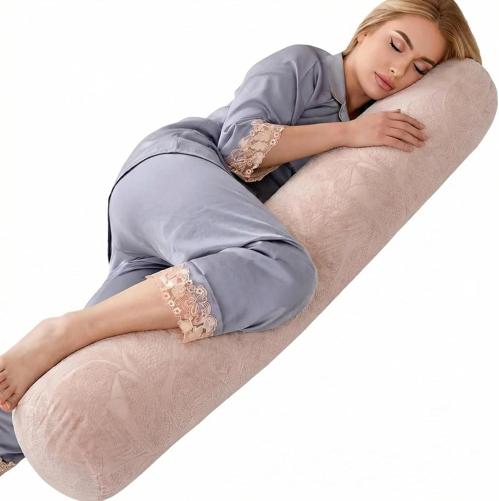 1 MIDDLE ONE Body Pillow for Adults, Bolster Pillow with Removable Velour Cover, Long Round Roll Cylinder Pillow for Bed, 47" x 7.87"…