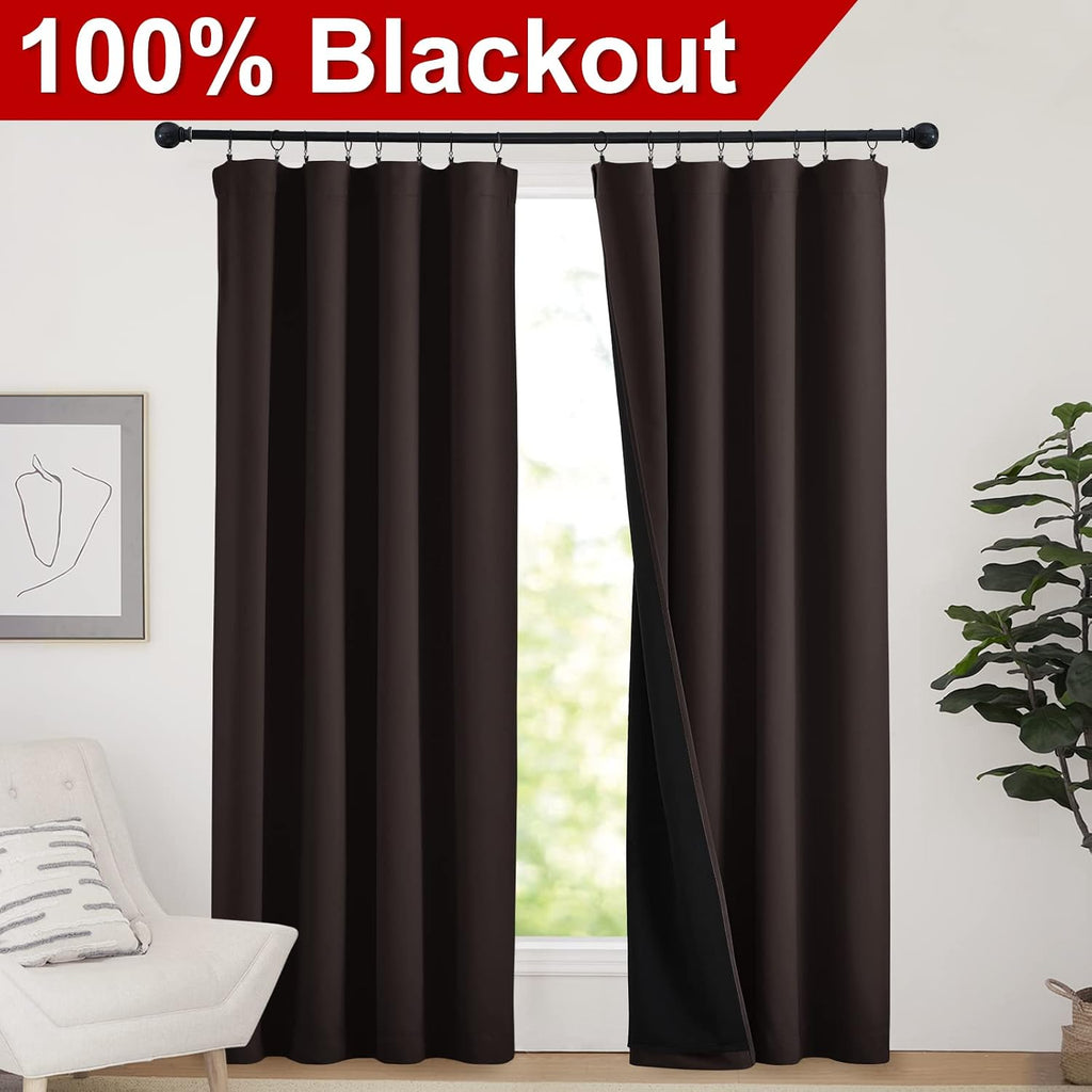 Nicetown Cold Reducing Thermal Curtains, Full Blackout Curtains 84 Inches Long for Dining Room, Soundproof Window Treatment Drapes for Hall…