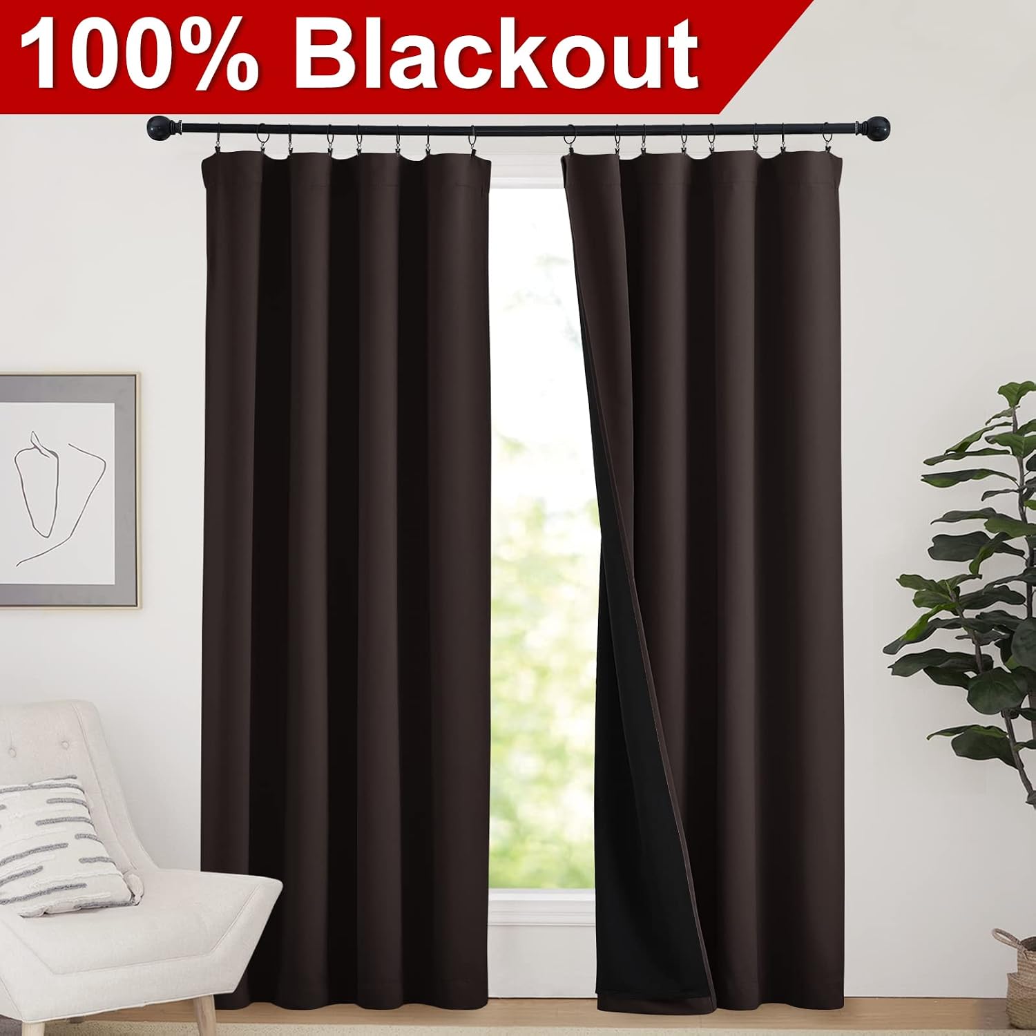 Nicetown Cold Reducing Thermal Curtains, Full Blackout Curtains 84 Inches Long for Dining Room, Soundproof Window Treatment Drapes for Hall…
