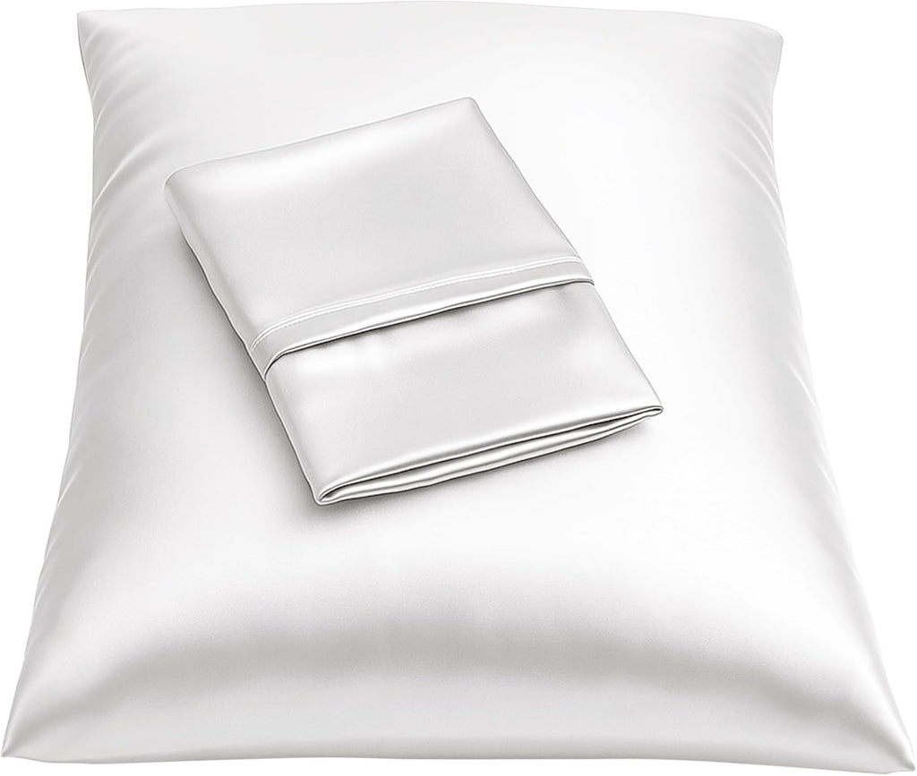 BLISSFORD Luxury Satin Pillowcase for Hair – Queen Satin Pillowcase with Zipper, White (1 per Pack)