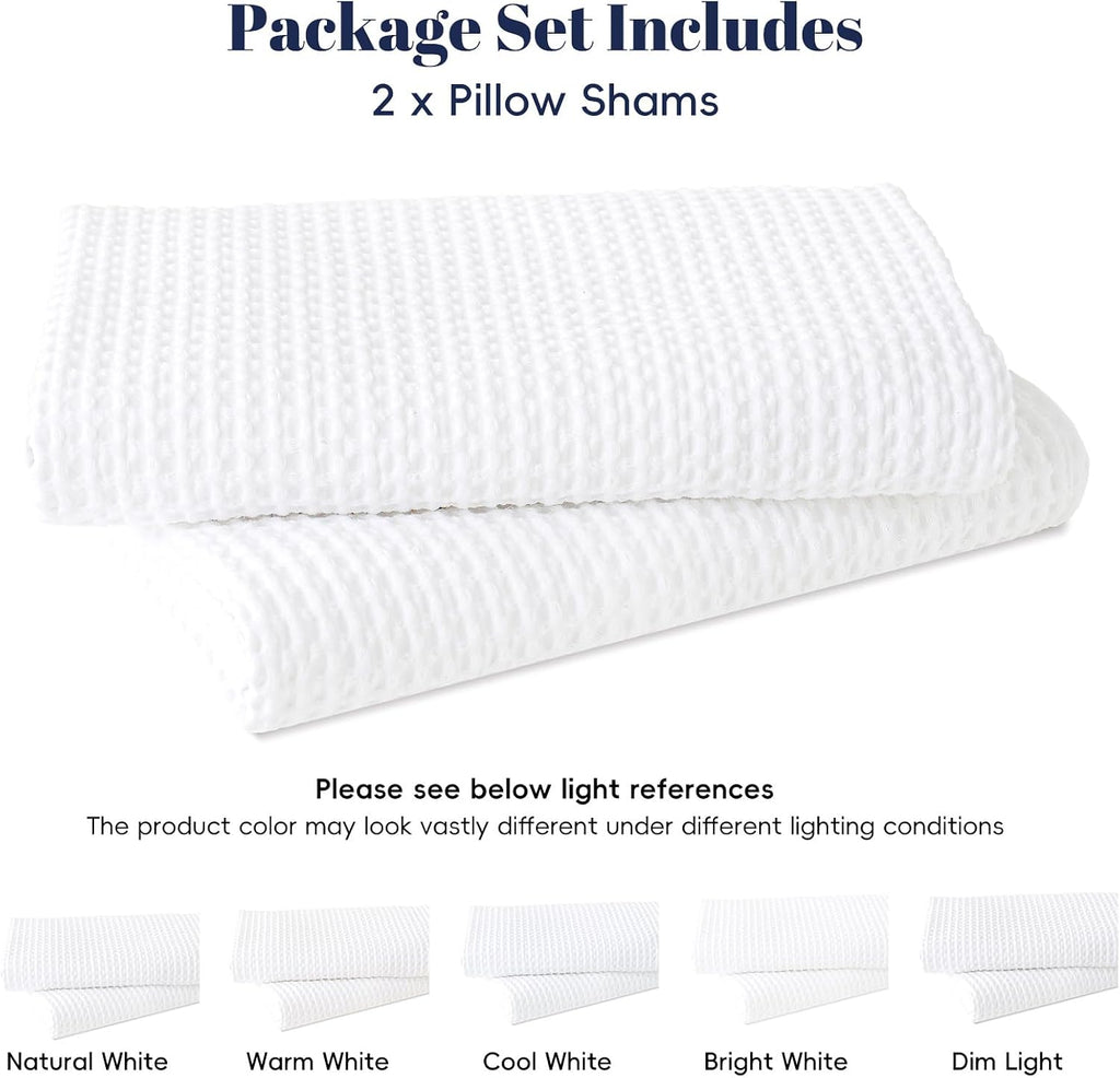 Phf 100% Cotton Waffle Weave Throw Pillow Cover, 24" x 24", No Filling, 2 Pack Elegant Home Decorative Square Throw Pillow Covers for Bed C…