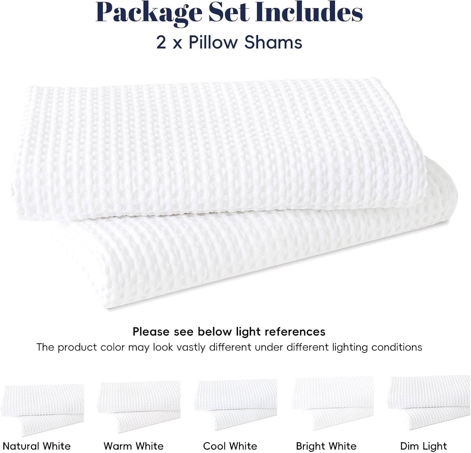 Phf 100% Cotton Waffle Weave Throw Pillow Cover, 24" x 24", No Filling, 2 Pack Elegant Home Decorative Square Throw Pillow Covers for Bed C…