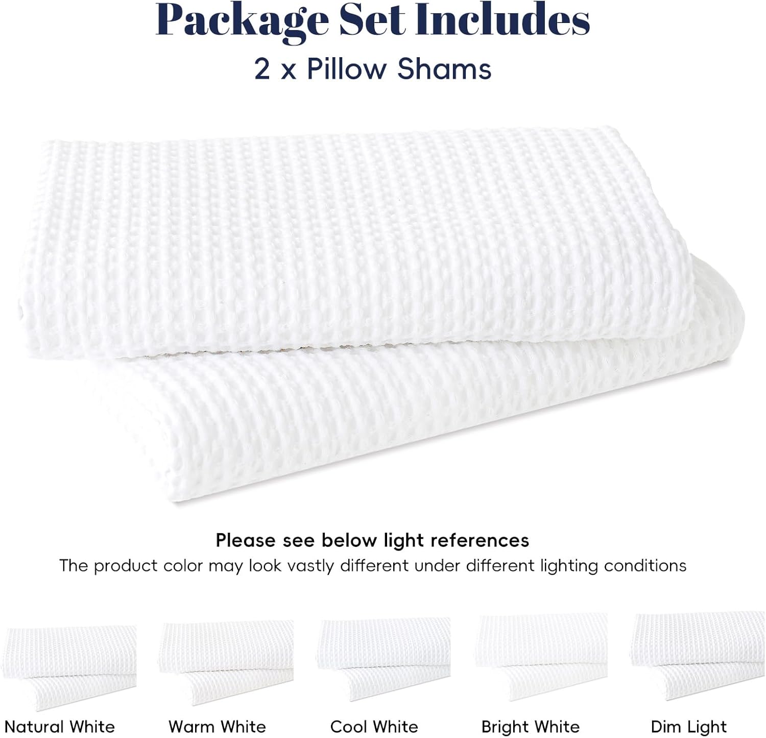Phf 100% Cotton Waffle Weave Throw Pillow Cover, 22" x 22", No Filling, 2 Pack Elegant Home Decorative Square Throw Pillow Covers for Bed C…