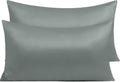 Ntbay Zippered Satin Pillow Cases for Hair and Skin, Luxury King Hidden Zipper Pillowcases Set of 2, 20x36 Inches, Dark Grey 36 Inches Grey