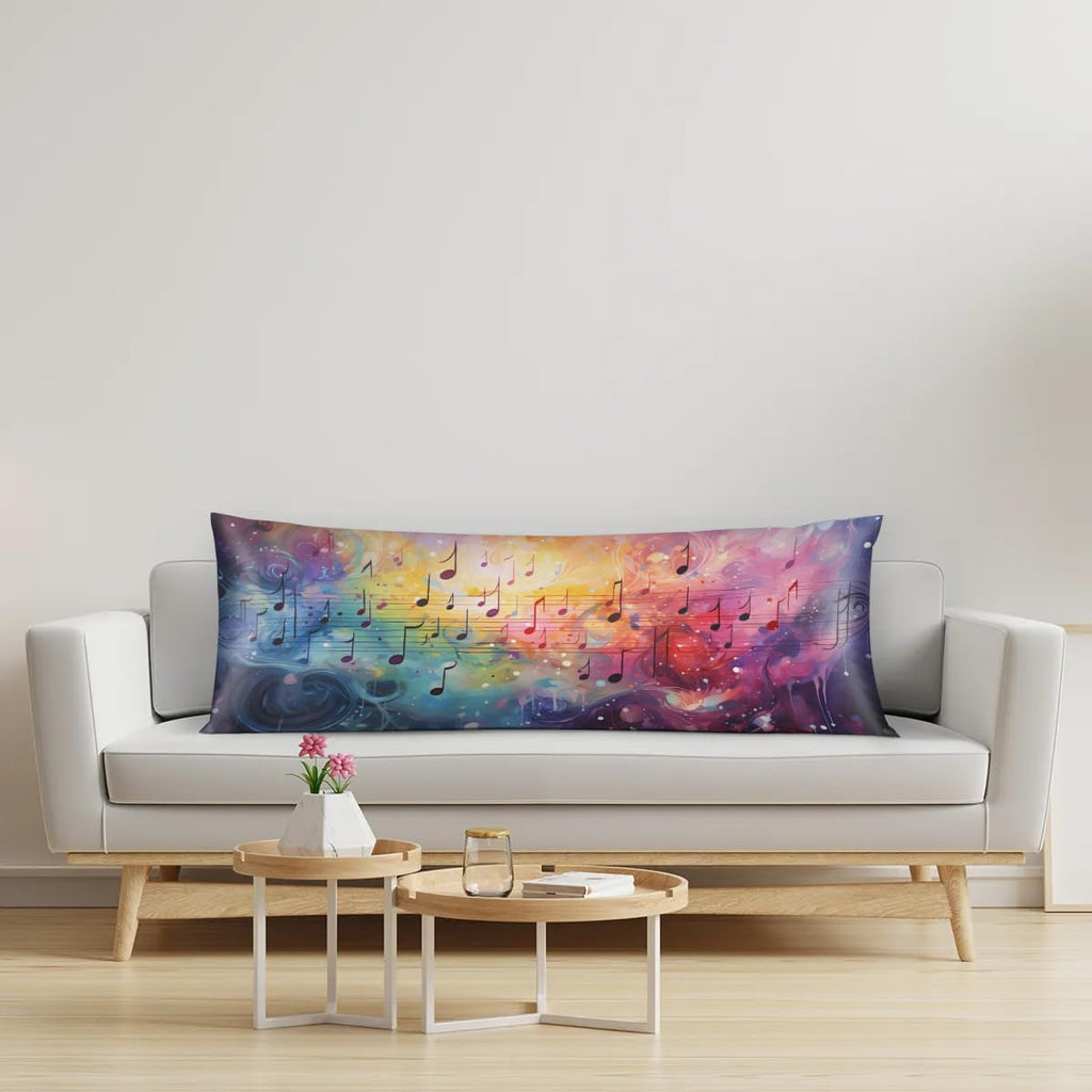 Music Notes Color Body Pillow Pillowcase 21"x 54" Long Body Pillow Cover with Zipper King Size Pillow Cases Queen Pillowcase for Hair and…