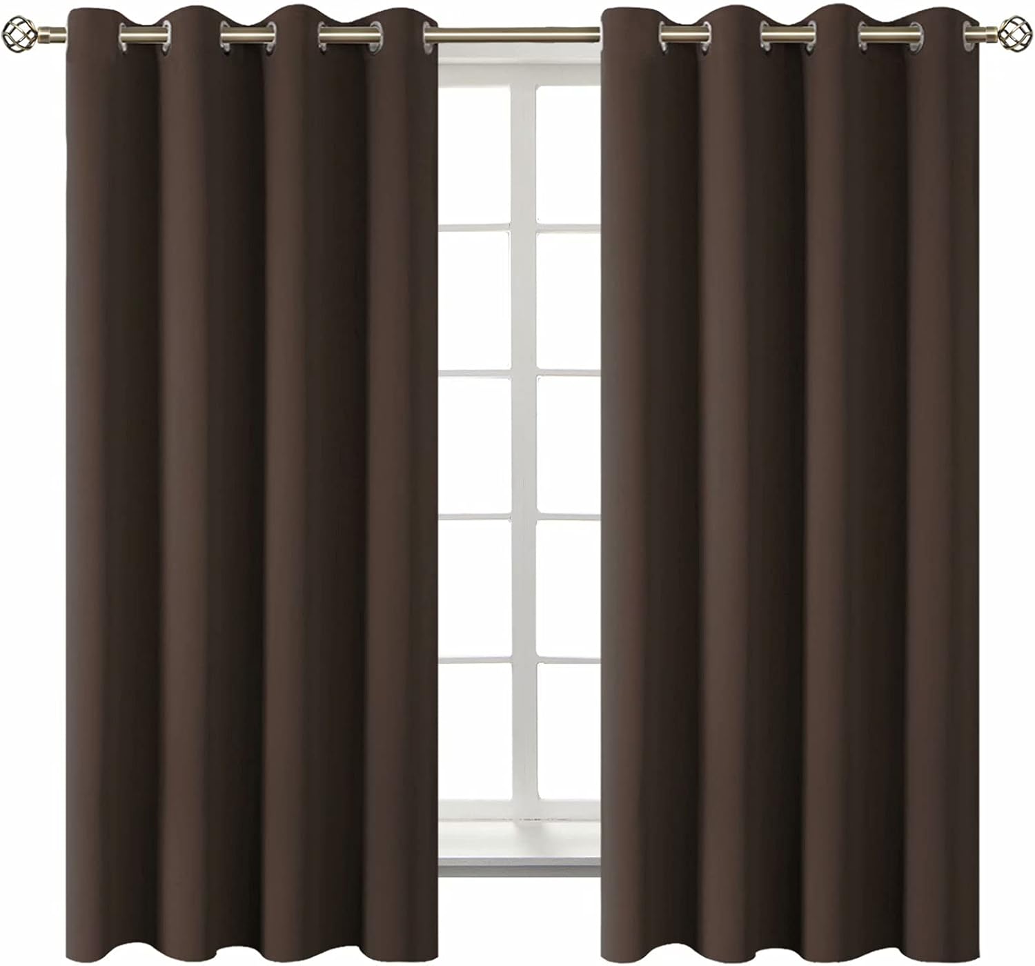 BGment Blackout Curtains for Living Room - Grommet Thermal Insulated Room Darkening Curtains for Bedroom, Set of 2 Panels (52 x 63 Inch, Br…