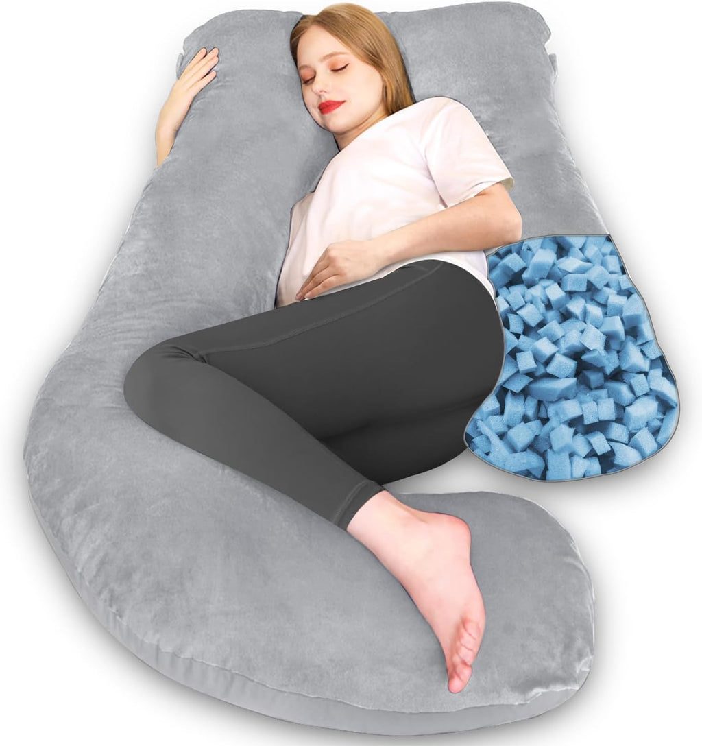 ChillingHome Chilling Home Memory Foam Pregnancy Pillow, J Shape Pregnancy Pillows for Sleeping, Body Pillow for Adults, Maternity Pillow f…