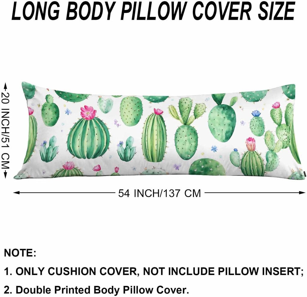 Cactus Body Pillow Pillowcase, Floral Cactus Green Farmhouse Body Cushion Covers Large Body Pillow Cases, 20x54 Inch Bedding Pillow…
