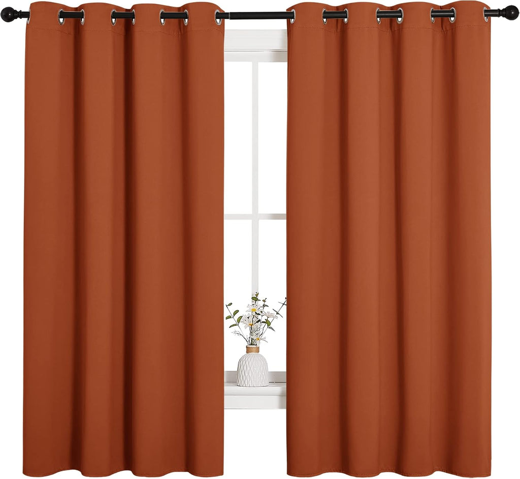 NICETOWN Blackout Curtain Panels for Girls Room, Nursery Essential Thermal Insulated Solid Grommet Top Blackout Drapes (Burnt Orange, 1…