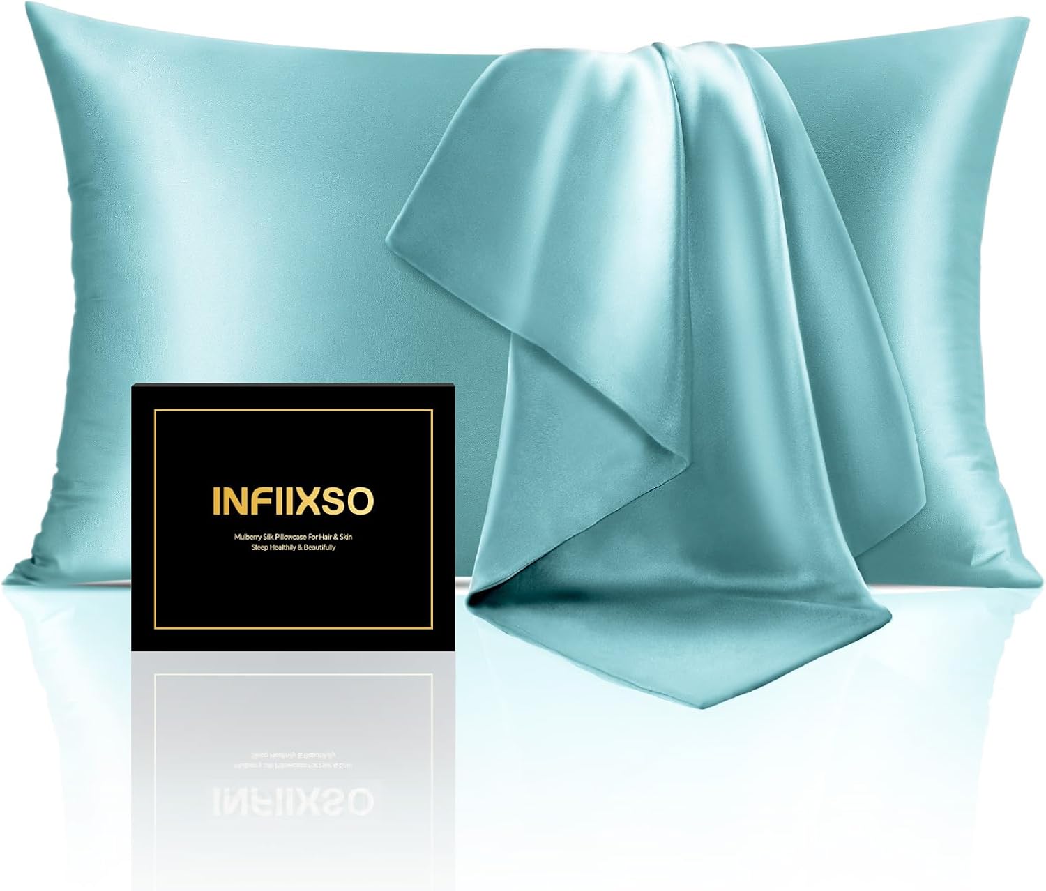 Infiixso Mulberry Silk Pillowcase for Hair and Skin, Silk Pillow Cases King Size with Hidden Zipper 20"x40", Extraordinary Smooth and Soft…
