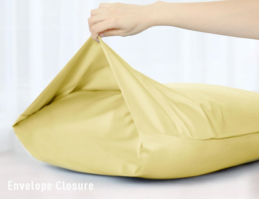 Sunflower Body Pillowcase 100% Cotton Long Pillow Cover/Case Envelope Closure 1 Pack, 20×54 inches Honeyed Straw, Soft and Breathable