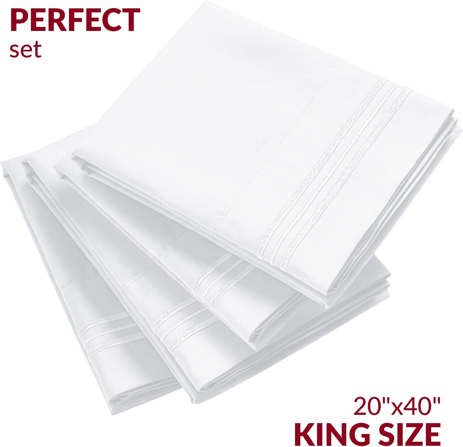 Mellanni Pillow Cases Set - 4 PC Iconic Collection Pillowcases - Hotel Luxury, Extra Soft, Cooling Pillow Covers - Wrinkle, Fade, Stain Res…