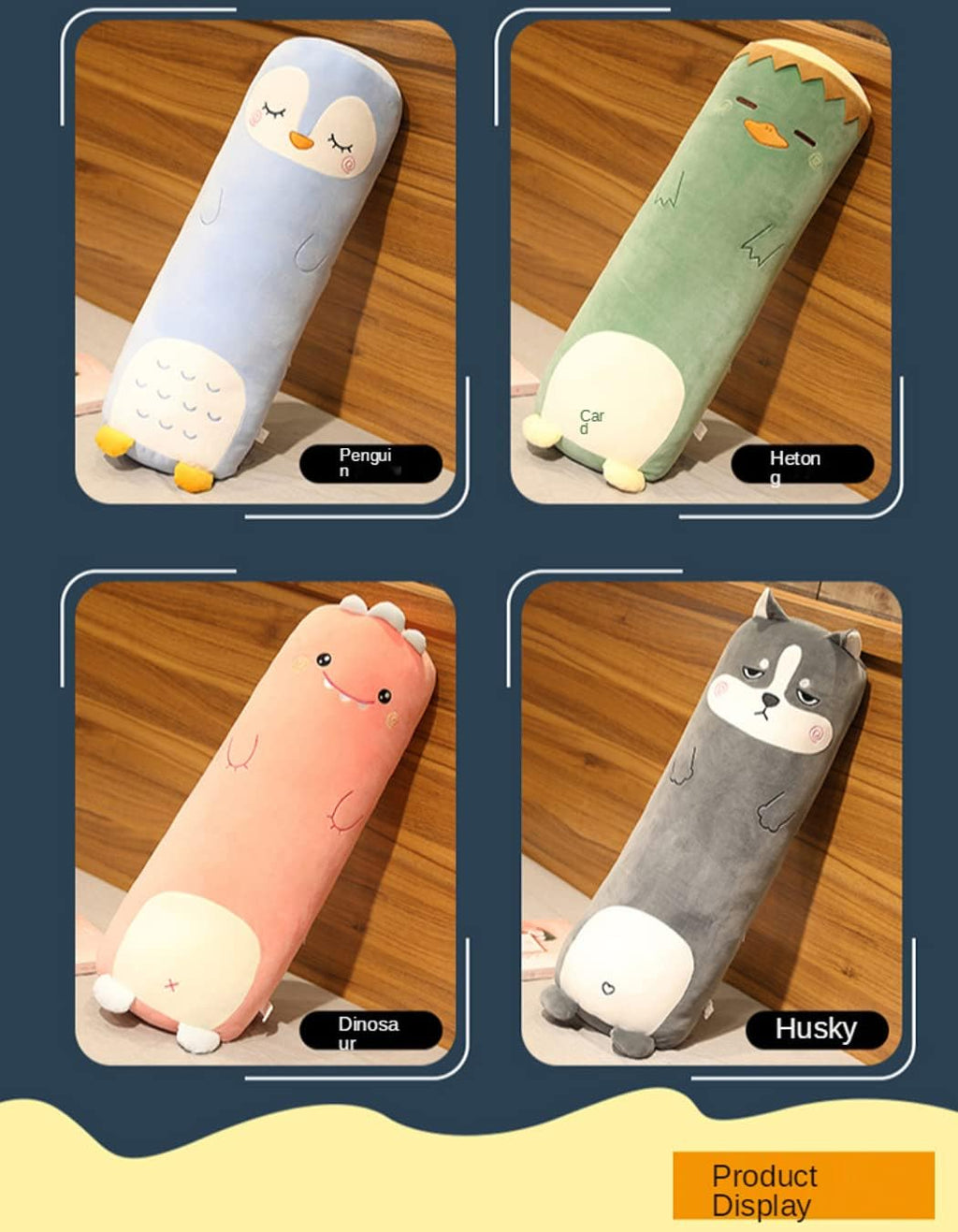 Long Plush Cute Body Pillows 33" Cuddle Stuffed Animal Shaped Bed Body Pillows Soft Cotton Plushies Doll Toy Gifts (Penguin, 33 Inch)