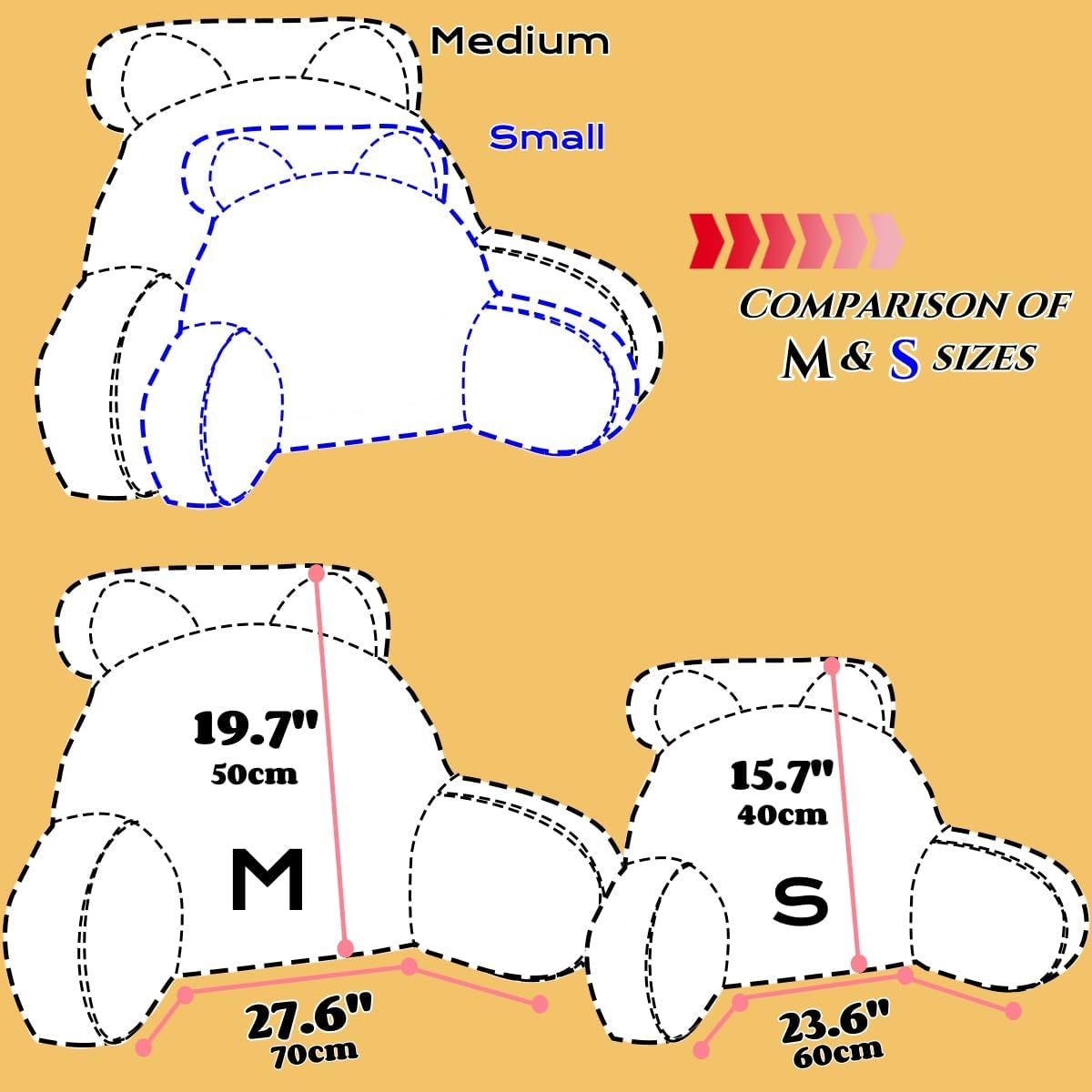 Sexysamba Bed Rest Reading Pillow - Kawaii Soft Lumbar Pillows Rest Cushion with Washable Cover, Bedrest Pillow with Arms for Sitting in Be…