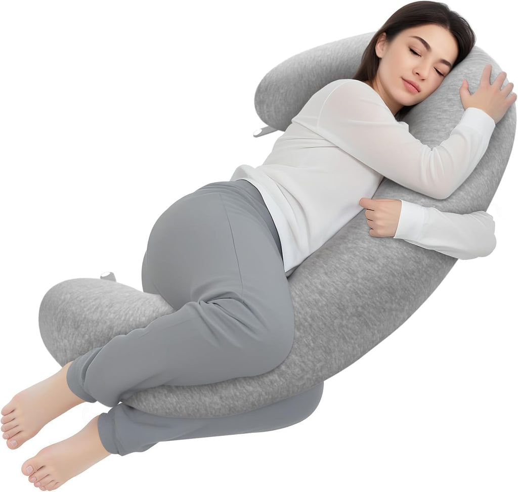 TranquilRelax TranquilRelax C Shaped Body Pillow for Side Sleepers, Memory Foam Long Pillow for Leg, Hip & Back Support, Soft Washab…