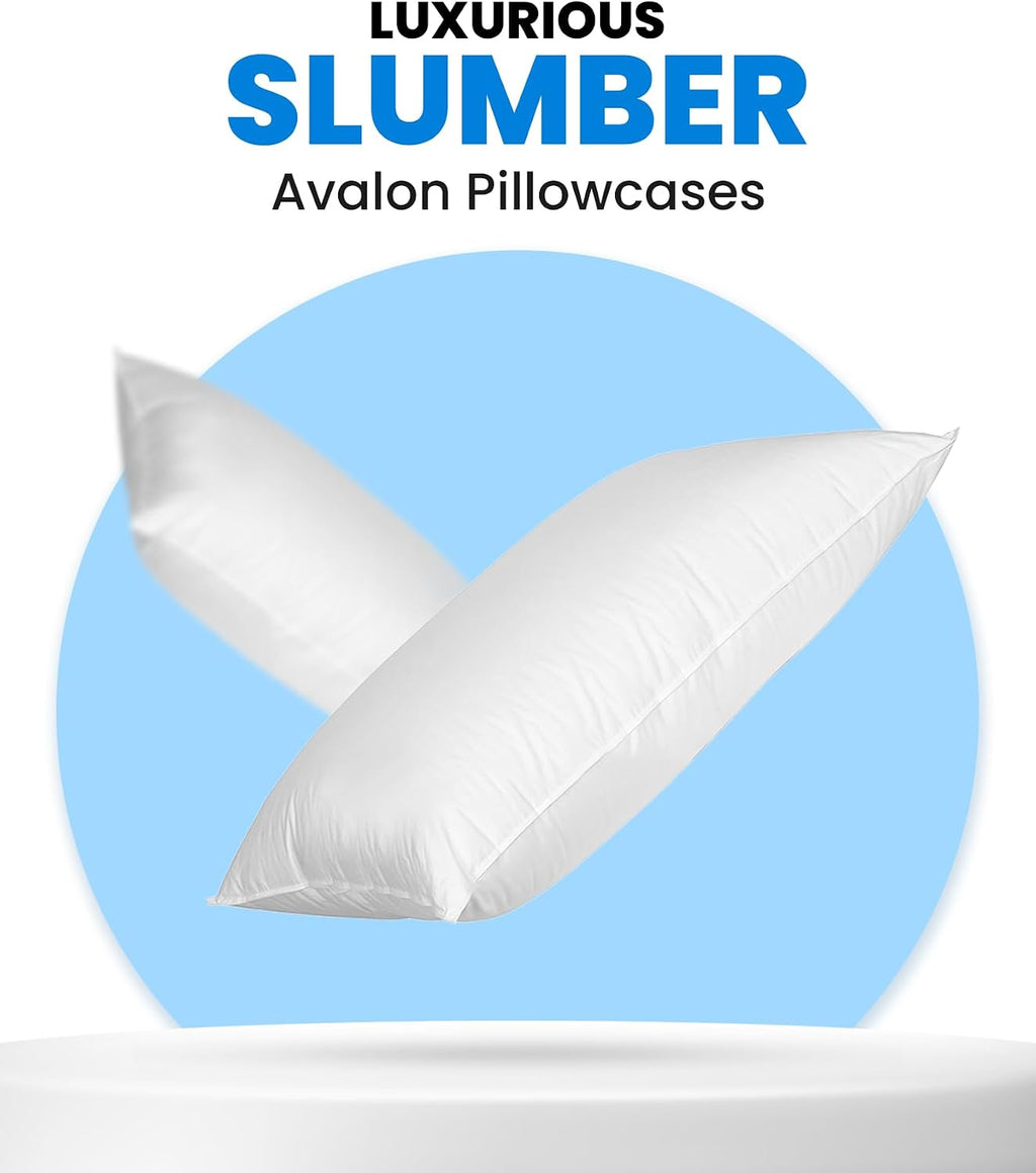 Avalon Bedding Pillow Cases Standard Size White Pillow Cases Set of 4 Cotton Blend 200 TC Soft & Breathable Perfect for Home & Hospital, Ho…