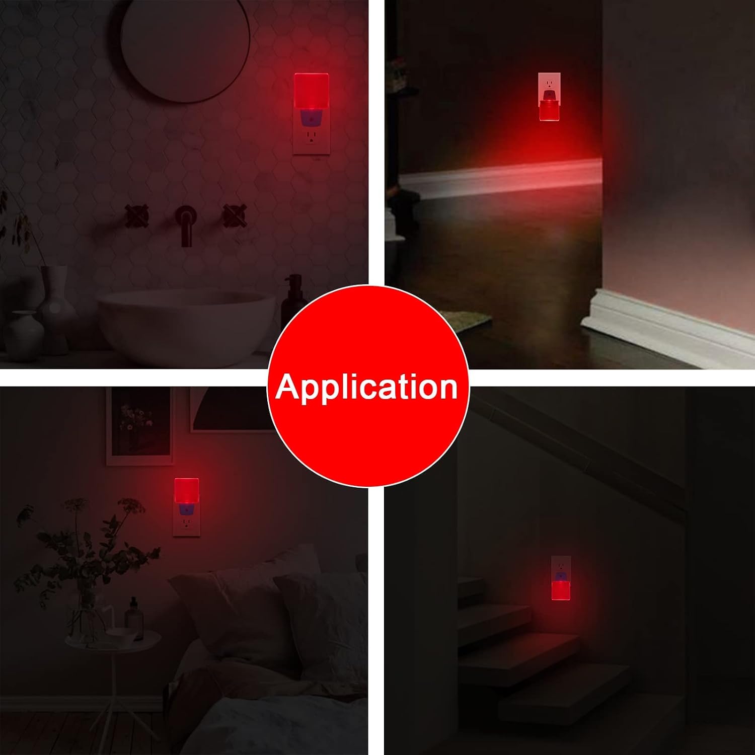 Red Night Lights Plug in 2 Pack, 0.5W Red Light Night Light with Dusk to Dawn Sensor, Auto On/Off LED Night Light Plug into Wall Pefect…