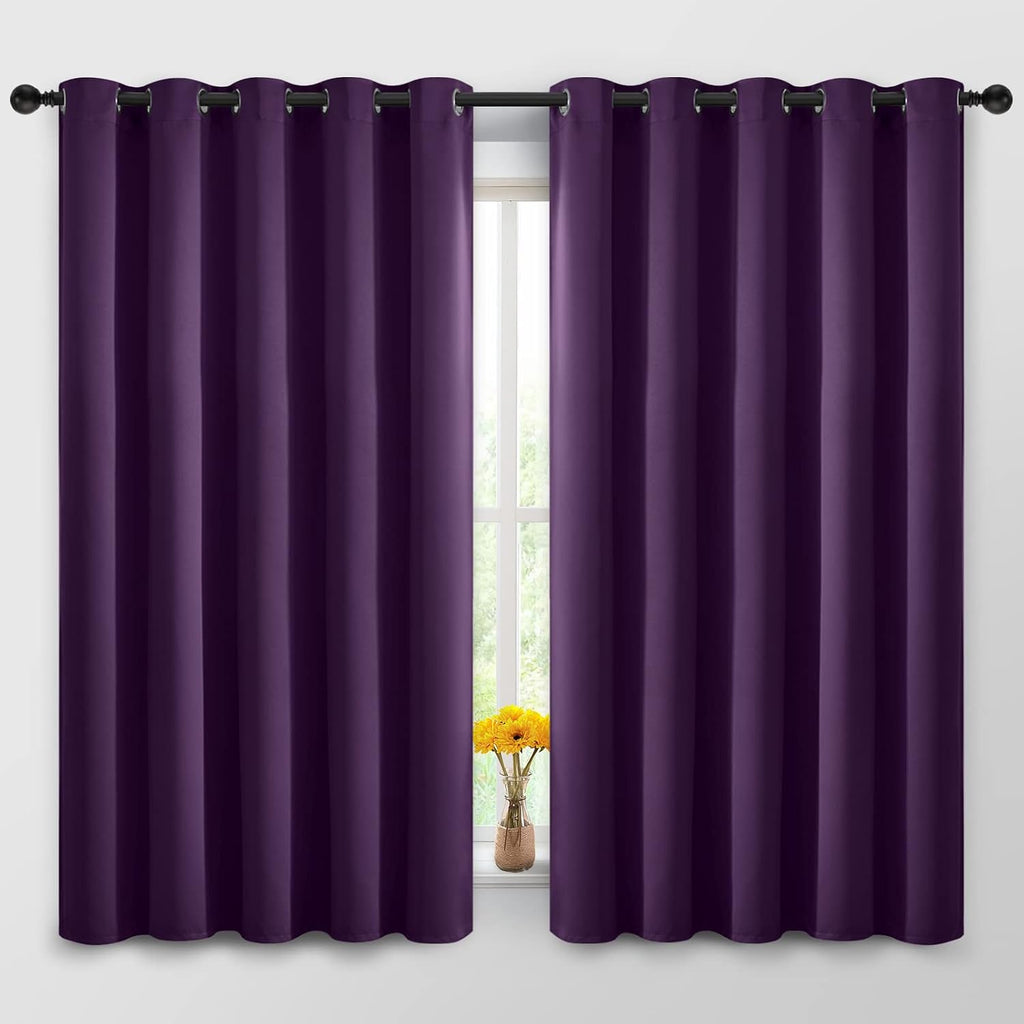 Yakamok Blackout Curtains Room Darkening Thermal Insulated Window Panels, Solid Grommet Top Drapes for Bedroom/Living Room(62Wx63L…