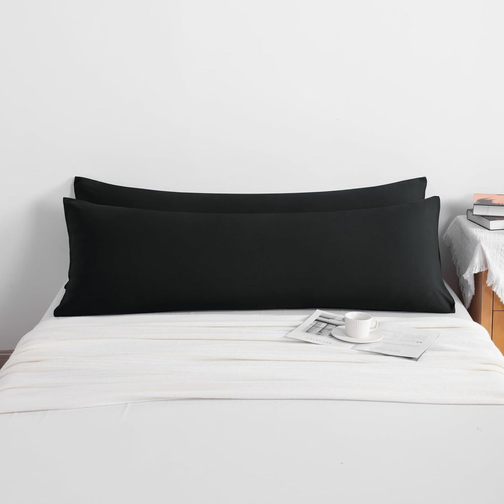 Ntbay Body Pillow Cases Set of 2, 2 Pack Brushed Microfiber 20x54 Pillow Cases, Soft, Wrinkle, Fade, Stain Resistant Black Pillow Cases wit…
