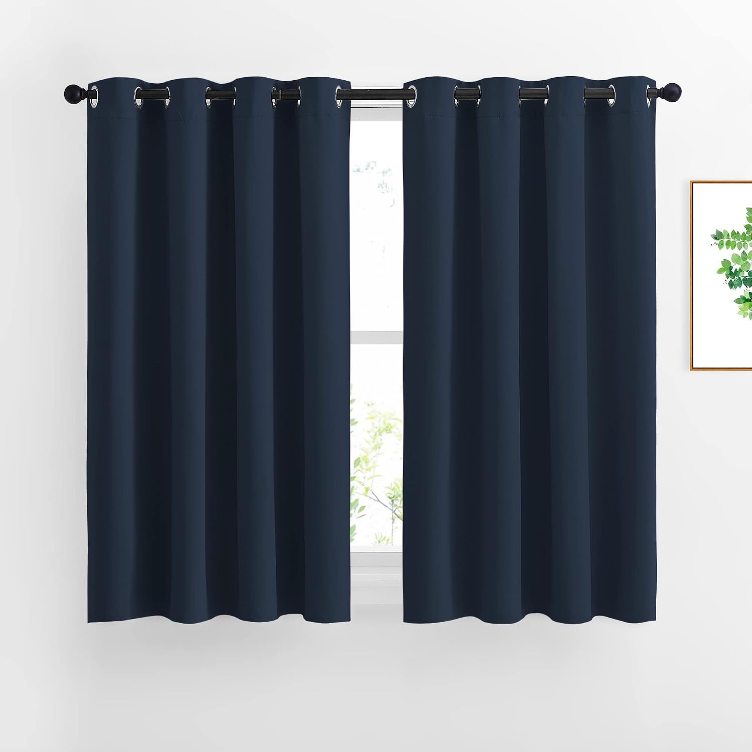Nicetown Blackout Curtain Panels Grommet - All Season Eyelet Top Blackout Draperies for Bedroom/Living Room/Glass Door, Navy, 1 Pair of 52…