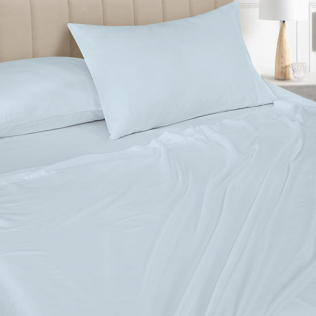 Royalelinens ROYALE LINENS Bamboo Viscose King Sheet Set - Cooling Bed Sheet Set - 1 Fitted, 1 Flat & 2 Pillowcase - Fits Up to 16" - Organ…
