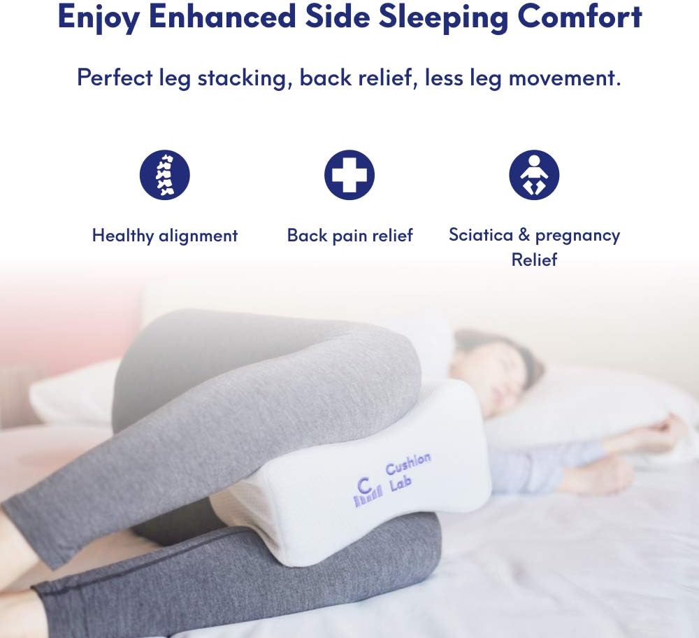 Cushionlab C CUSHION LAB Extra Support Orthopedic Knee Pillow for Side Sleepers - thy Alignment Leg Pillow for Sleeping - Hip, Pregnanc…