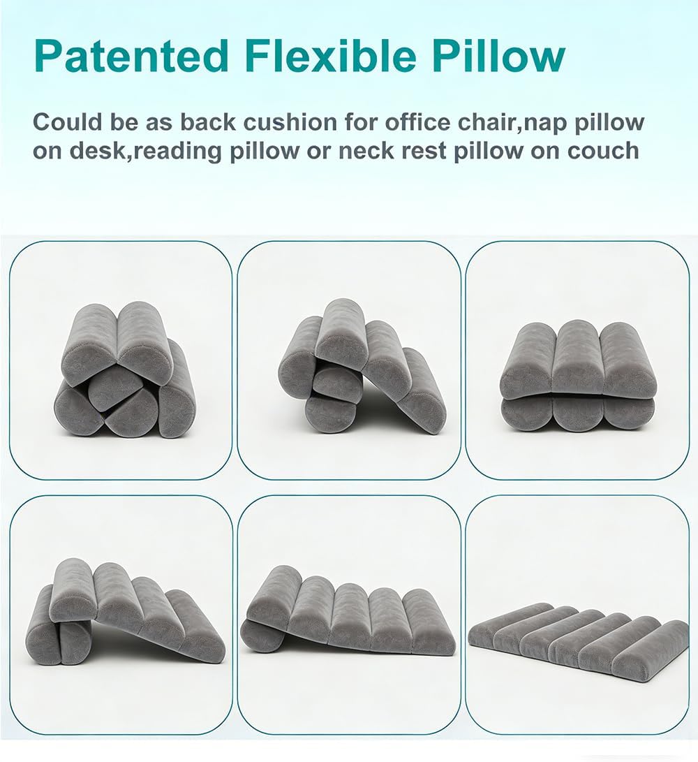Lumbar Support Pillow for Office Chair, Computer/Desk Chair/Couch, Sitting on Bed, Back Support Adjustable for Chair, Patented 6-fold…