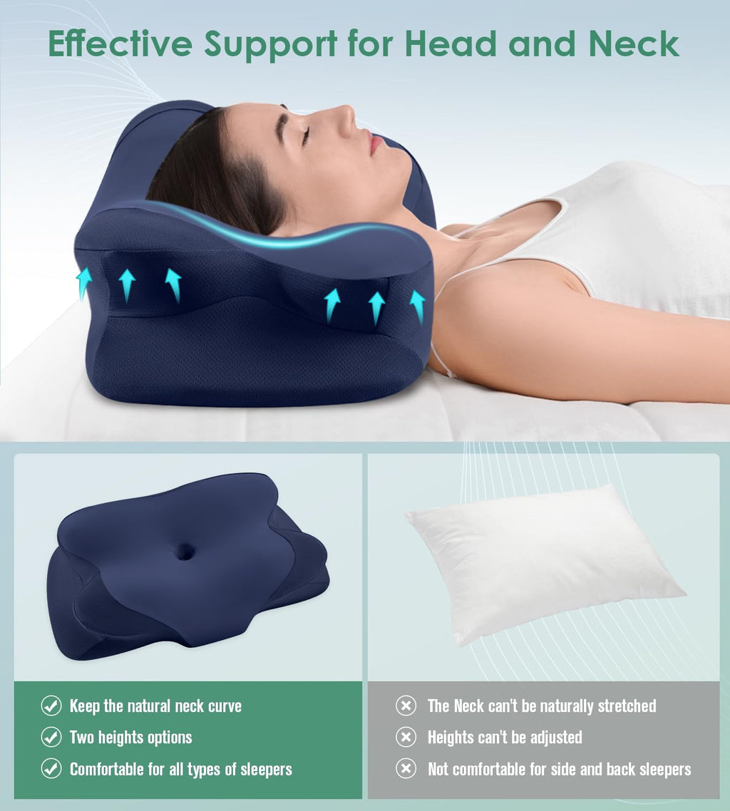 Donama Cervical Pillow for Sleeping, Contour Memory Foam Pillow for Neck and Shoulder Support, Ergonomic Neck Pillow for Side Back Stomach…