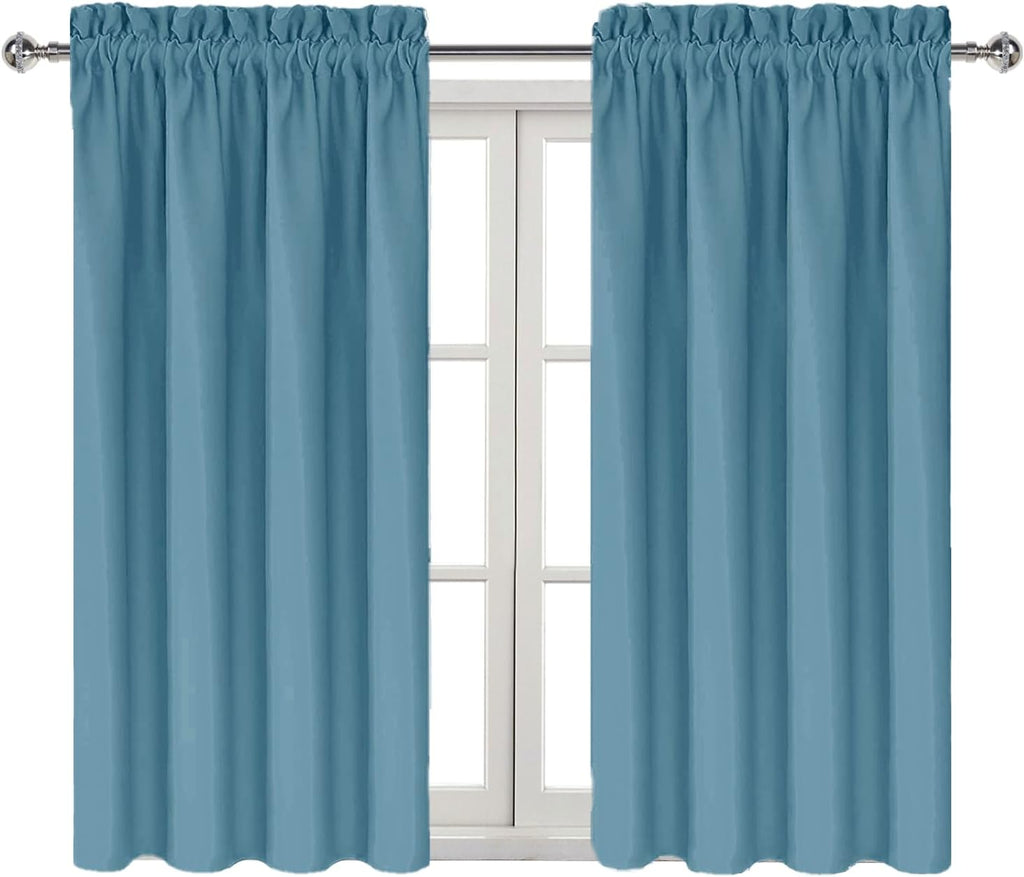 DWCN Blackout Curtains for Living Room Thermal Insulated, Energy Saving & Noise Reducing Bedroom Curtains, Stone Blue, W 38x L 45 Inch…
