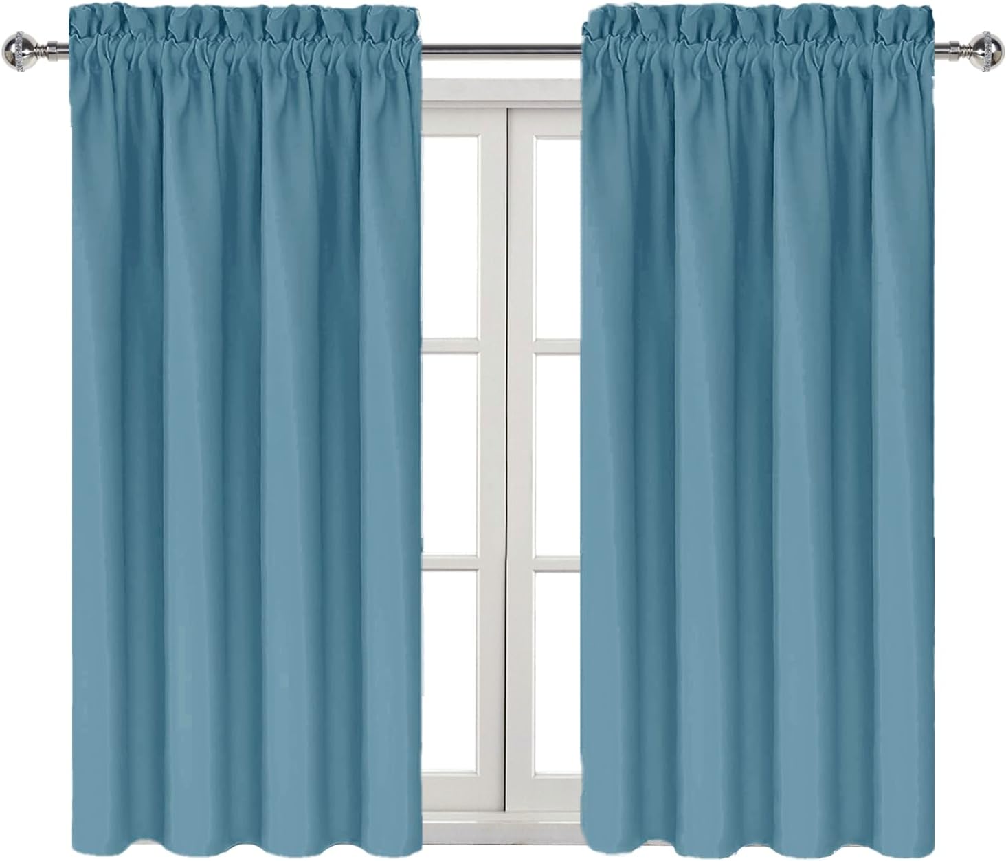 DWCN Blackout Curtains for Living Room Thermal Insulated, Energy Saving & Noise Reducing Bedroom Curtains, Stone Blue, W 38x L 45 Inch…