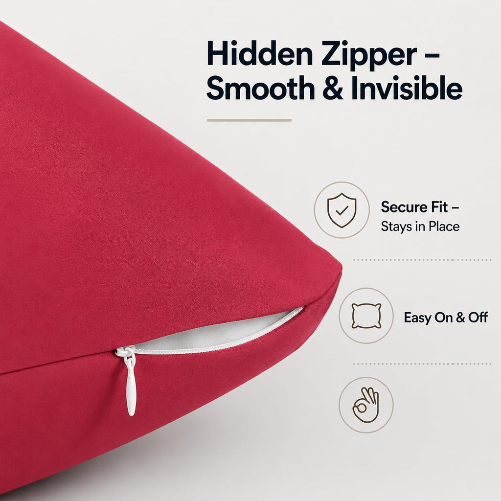 Evolive Ultra Soft Microfiber Body Pillow Cover/Pillowcases 21"x54" with Hidden Zipper Closure (21"x54" Body Pillow Cover, Crimson)