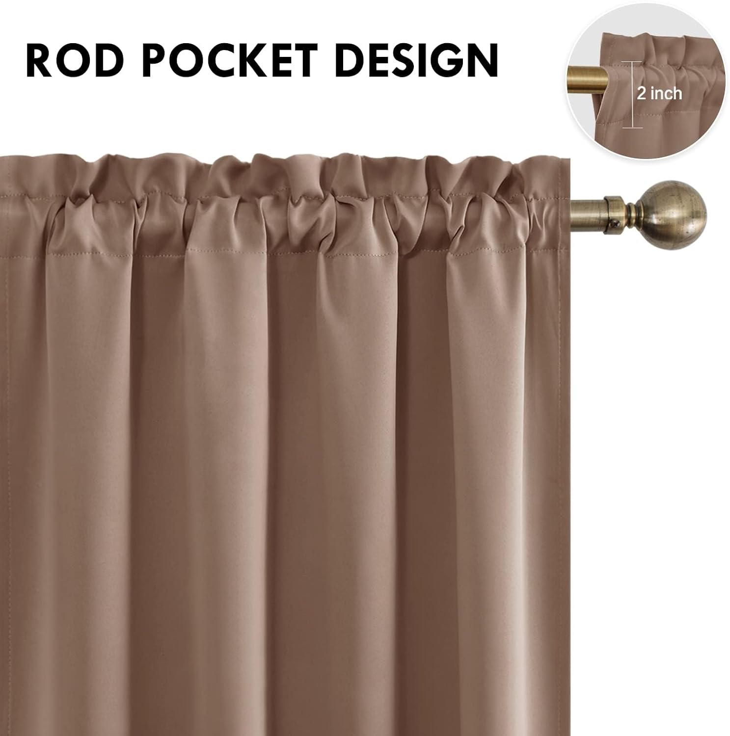 DWCN Blackout Curtains for Living Room Thermal Insulated, Energy Saving & Noise Reducing Bedroom Curtains, Khaki, W 70x L 63 Inch, Set of…