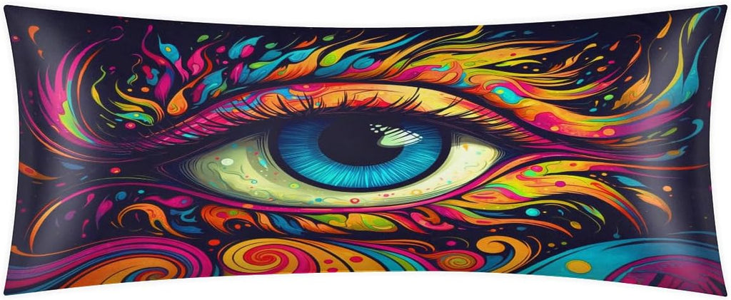 Evil Eye Body Pillow Covers Decorative Soft Bedding Satin Pillowcase with Zipper Closure Cooling Breathable Long Pillow Case-21"x 54"