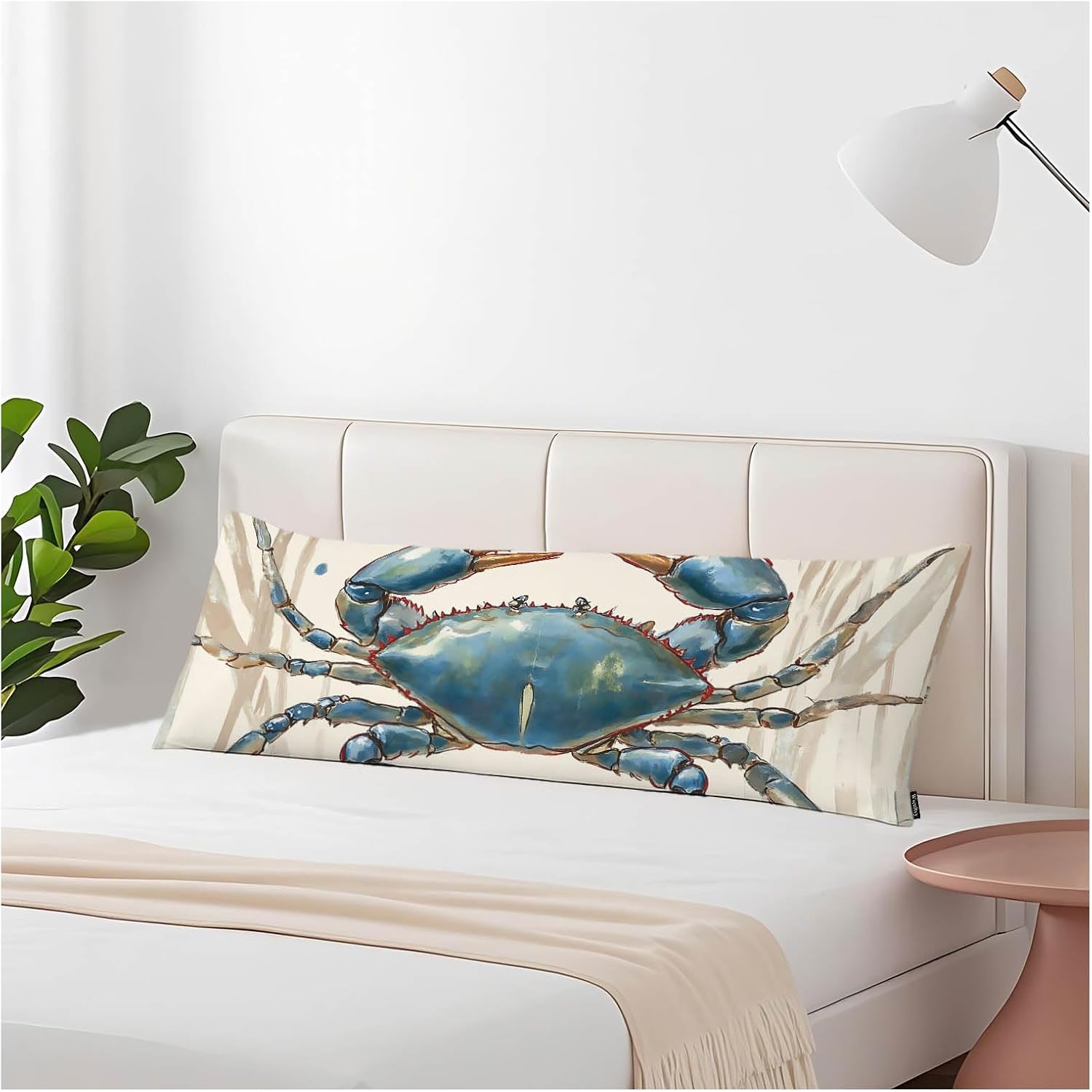 Crab Body Pillow Pillowcase, Ocean Beach Crab Sea Retro Body Pillow Cushion Covers, 20x54 Inch Bedding Body Pillows Protector Large…
