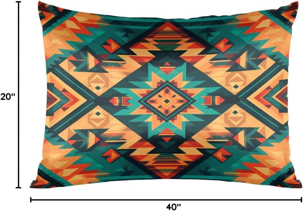 Aztec Theme Satin Silk Pillowcase for Hair and Skin Aztec Western Pillow Cases King Size Soft Silk Pillow Case with Envelope Closure…