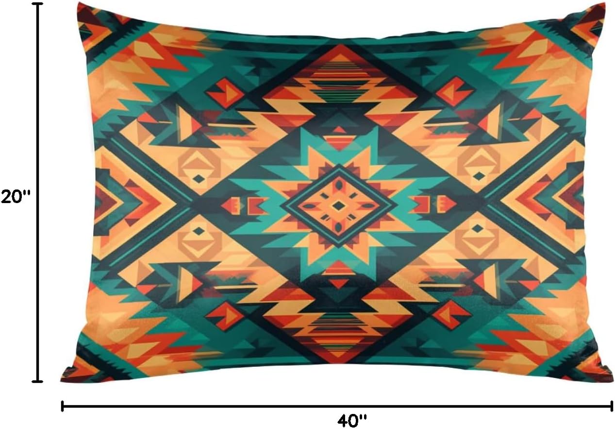 Aztec Theme Satin Silk Pillowcase for Hair and Skin Aztec Western Pillow Cases King Size Soft Silk Pillow Case with Envelope Closure…
