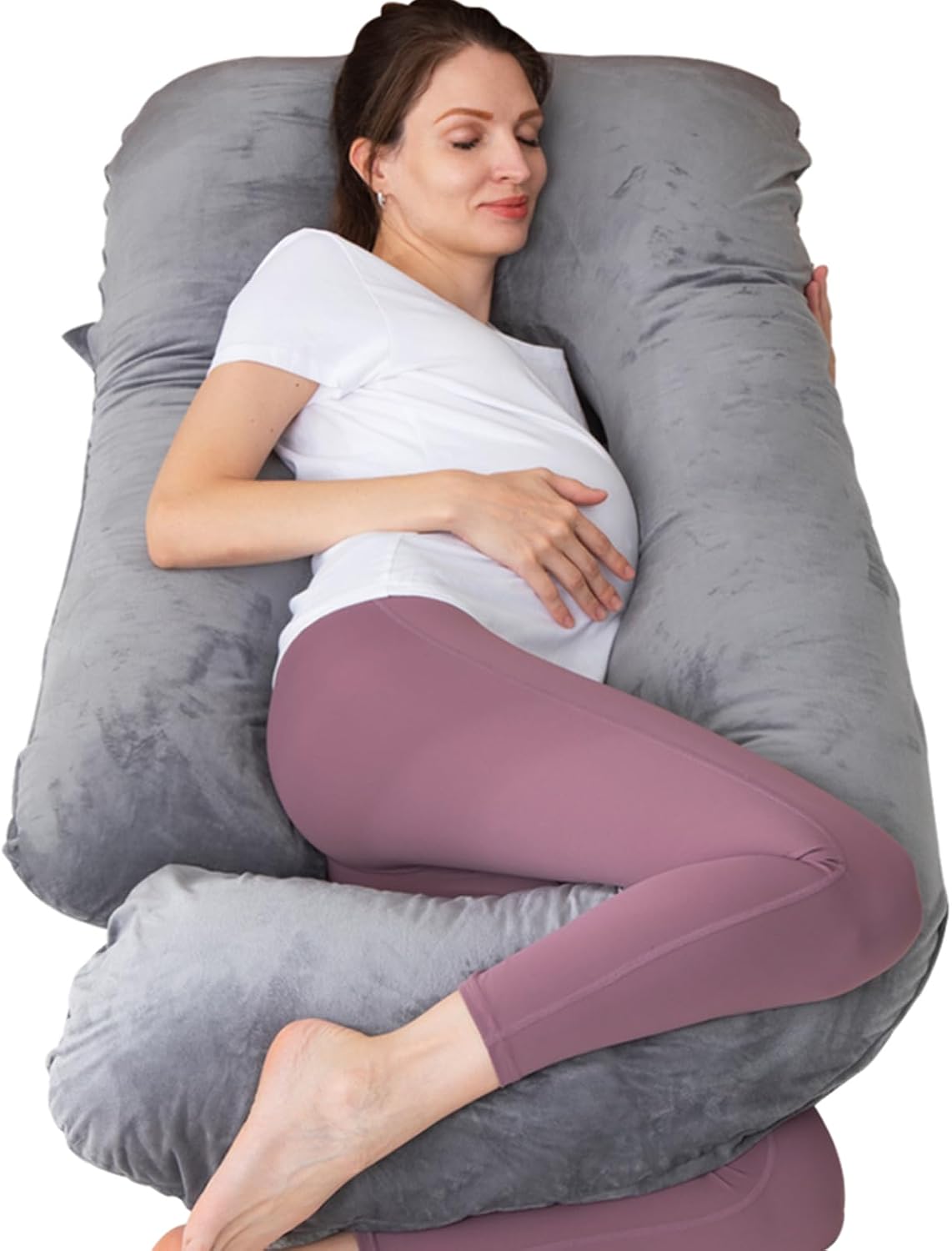 Moonpine MOON PINE Pregnancy Pillow, U Shaped Full Body Pillow for Maternity Support, Sleeping Pillow with Cover for Pregnant Women (Dark G…