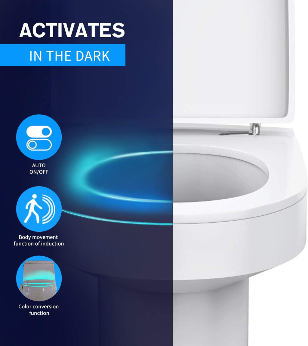 Toilet Night Light, Toilet Bowl Light, Motion Sensor Activated LED Night Light, 8-Color Light up for Bathroom Decor, Kids Bathroom Set…