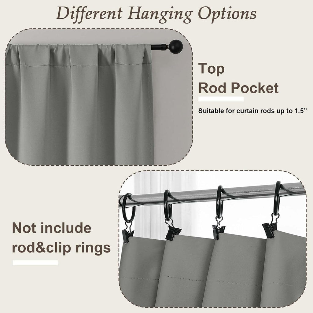 Gwine Light Grey Blackout Curtains for Bedroom 84 inches Long 2 Panels Set, Solid Noise Reducing Thermal Insulated Blackout Curtains for…