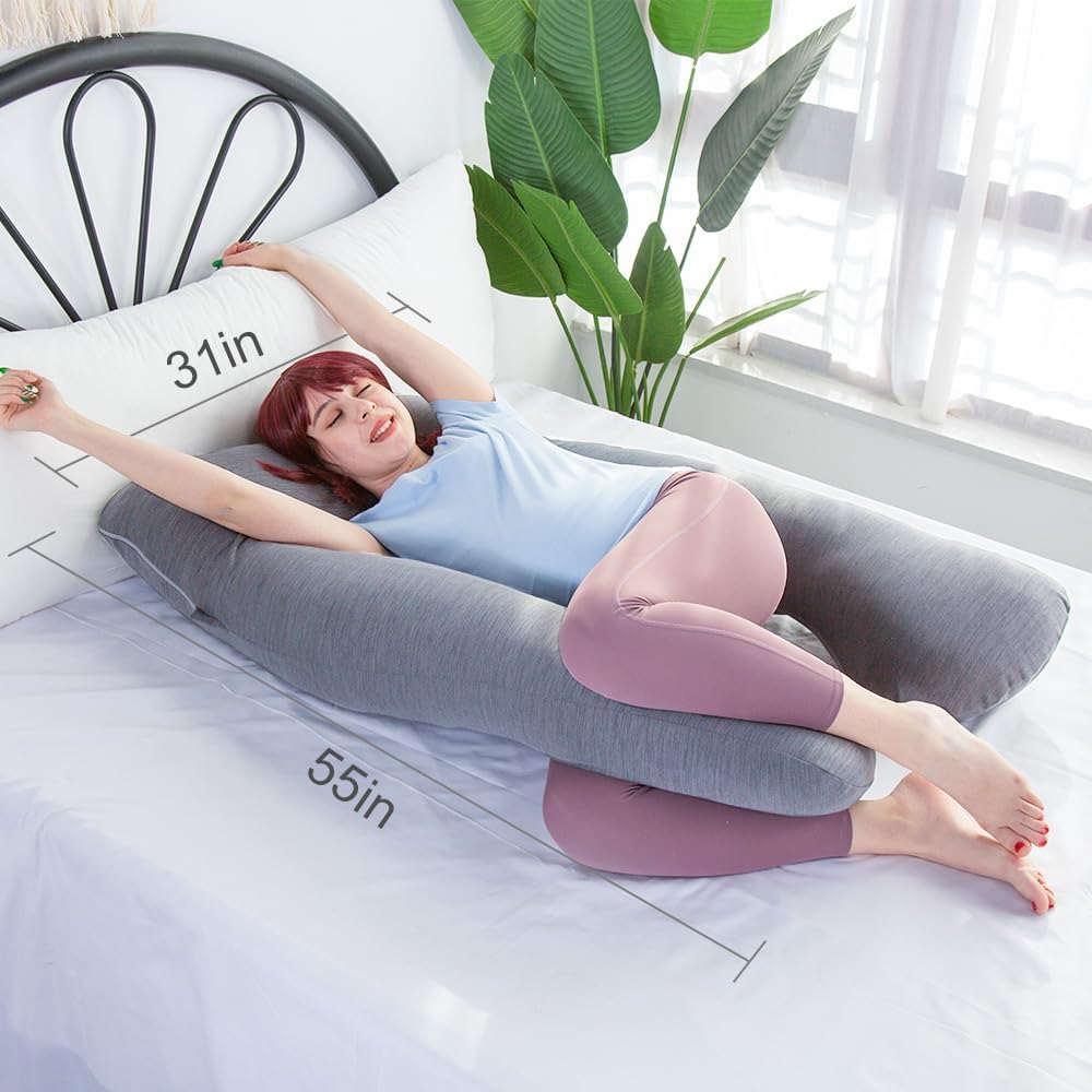 Moonpine MOON PINE Pregnancy Pillow, U Shaped Full Body Pillow for Maternity Support, Sleeping Pillow with Cover for Pregnant Women (Coolin…