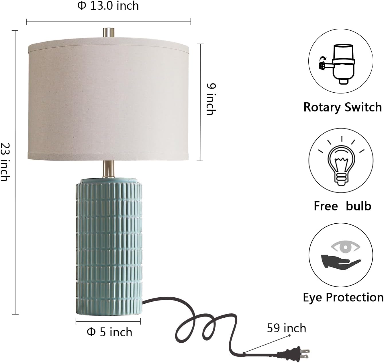 AIEAMPDO 23" Set of 2 Ceramic Table Lamps for Living Room Bedroom, Modern Nightstand Desk Lamp for Entryway, Office, Study Room, 2 LED…