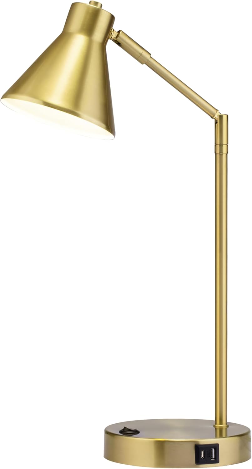 O'Bright Astrum - LED Desk Lamp with Dual USB Charging Ports, 100% Metal, 270 Degree Swivel Arms, Soft White Light (3000K), Bedside &…