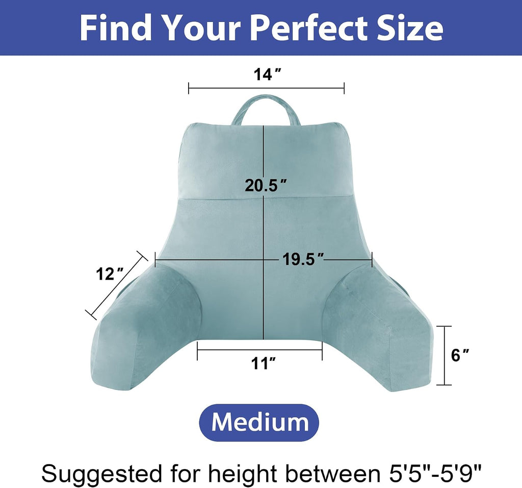Ipynbap Reading Pillow with Arms For Adult, Back Pillow for Bed Sitting Up, Shredded Memory Foam Backrest Pillow with Pockets & Removable W…