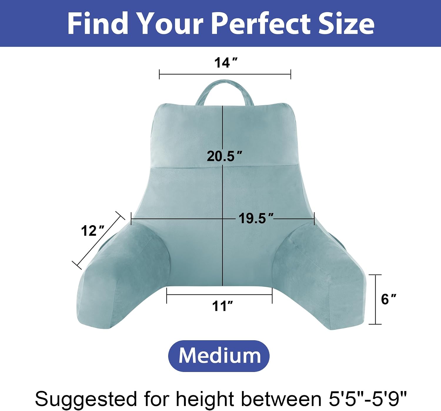 Ipynbap Reading Pillow with Arms For Adult, Back Pillow for Bed Sitting Up, Shredded Memory Foam Backrest Pillow with Pockets & Removable W…