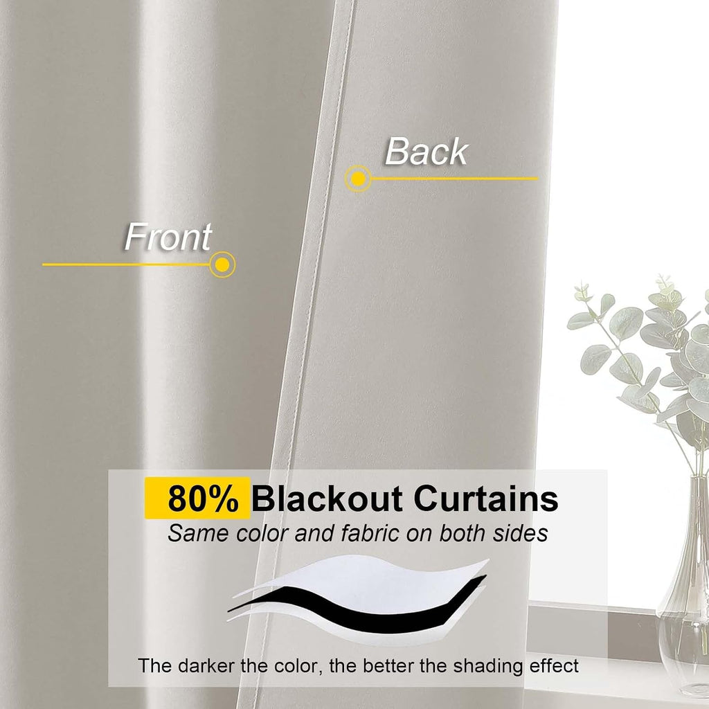 WelvetBLK Natural Curtains for Bedroom Living Room 54 Inch Length 2 Panels Set, Soft Solid Thermal Insulated Light Filtering Curtains Drape…