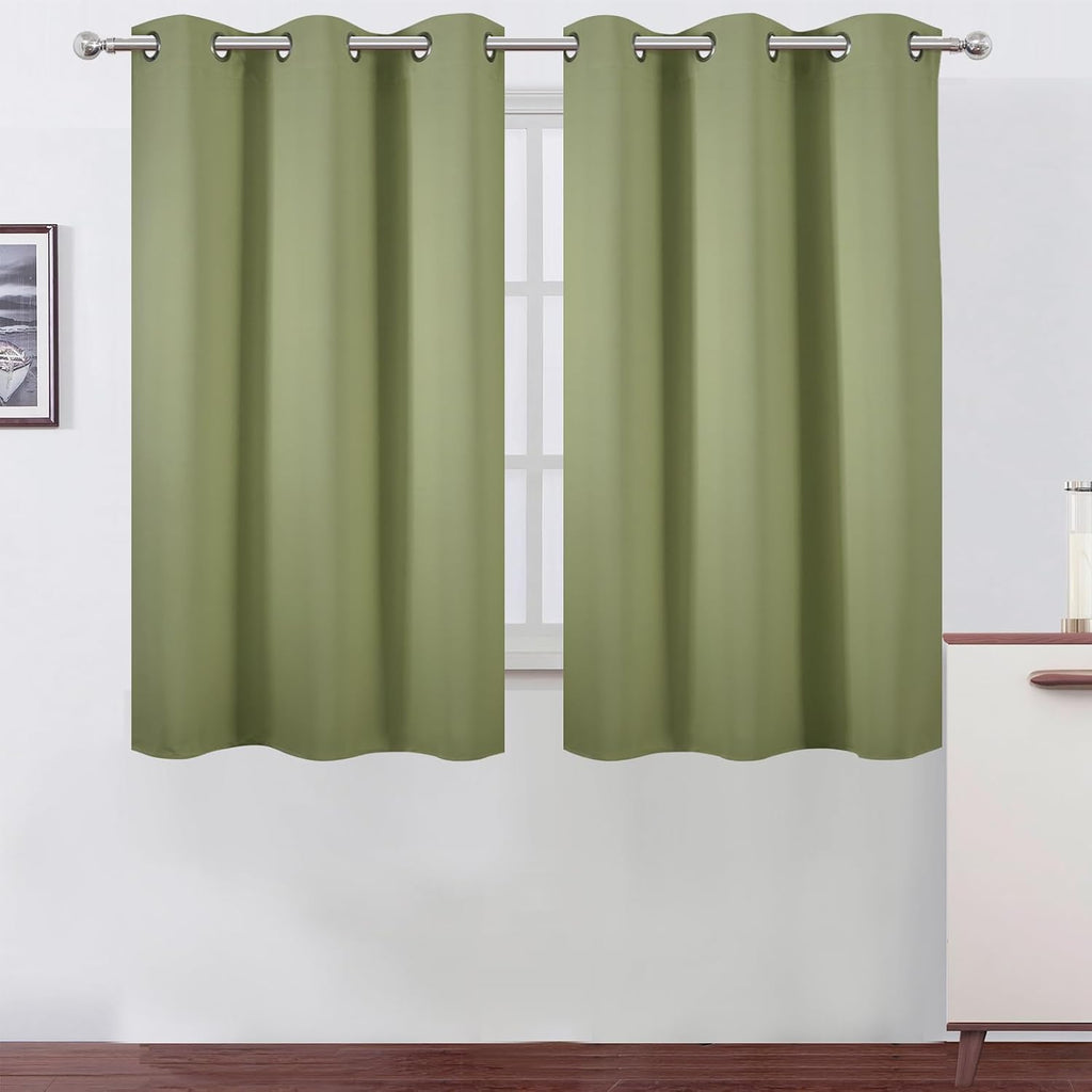 Lemomo Sage Green Blackout Curtains/38 x 54 Inch/Set of Two Panels Grommet Living Room Curtains 54 Inch Green