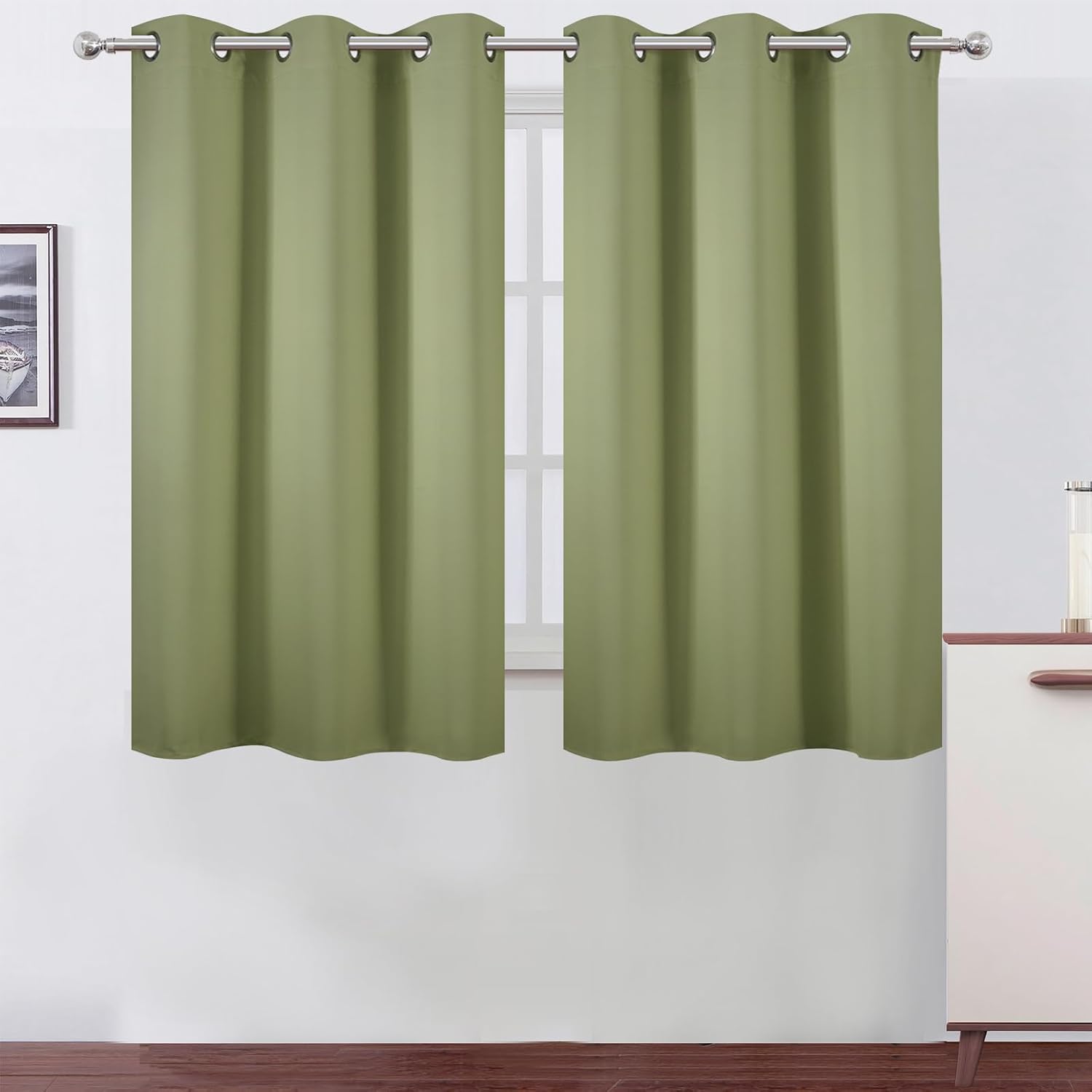 Lemomo Sage Green Blackout Curtains/38 x 54 Inch/Set of Two Panels Grommet Living Room Curtains 54 Inch Green