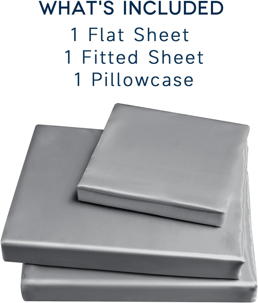 Golal Satin Sheets Twin Size - 3 Pieces Luxury Silky Soft Bed Sheets for Kids, Wrinkle-Free Dark Grey Satin Silk Sheet Set with 1 Deep Pock…